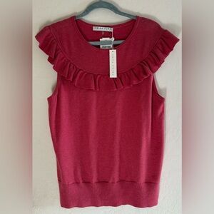 Trina Turk, XL, spices coral sleeveless ruffled sweater